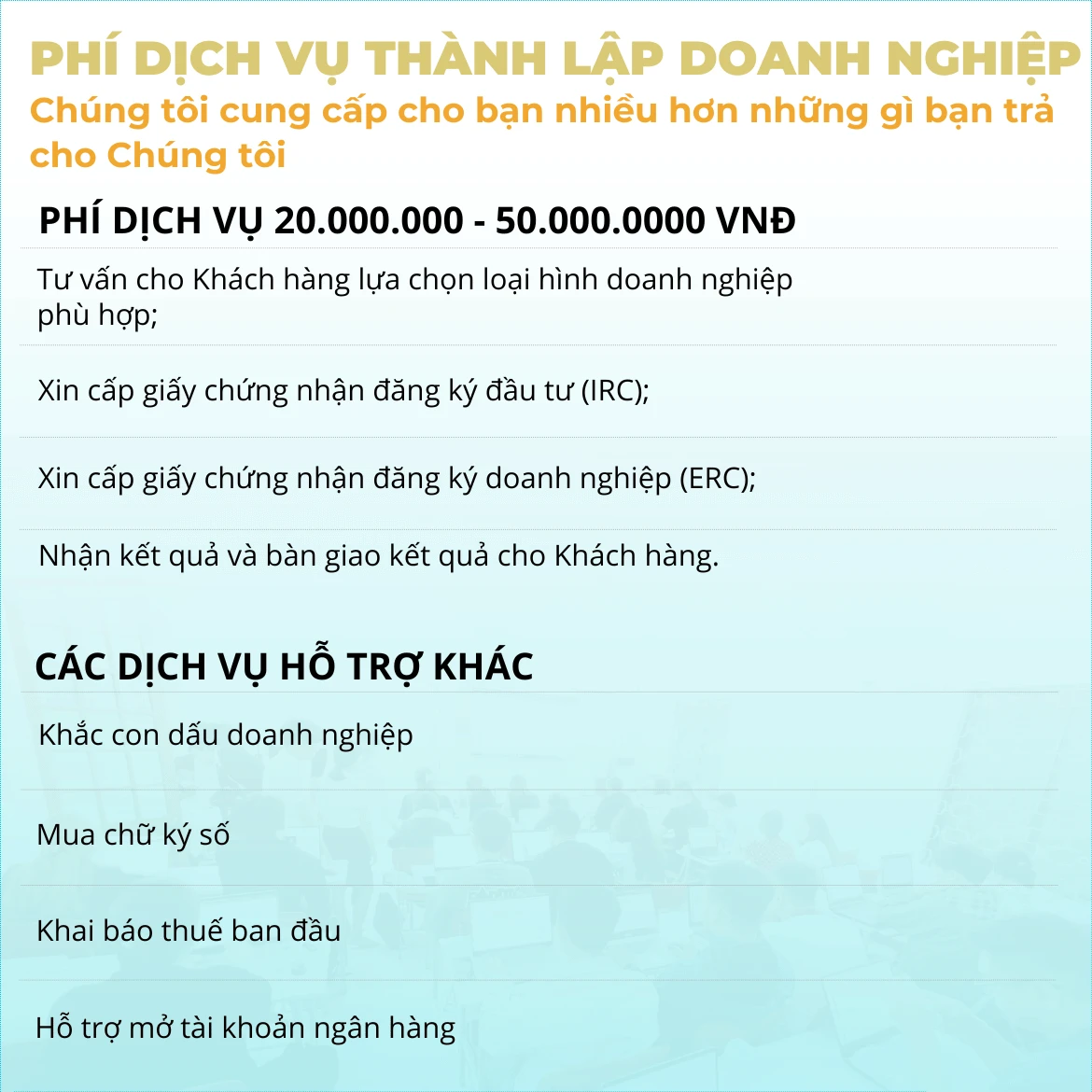 Phí dịch vụ thành lập doanh nghiệp có vốn đầu tư nước ngoài của Onelaw